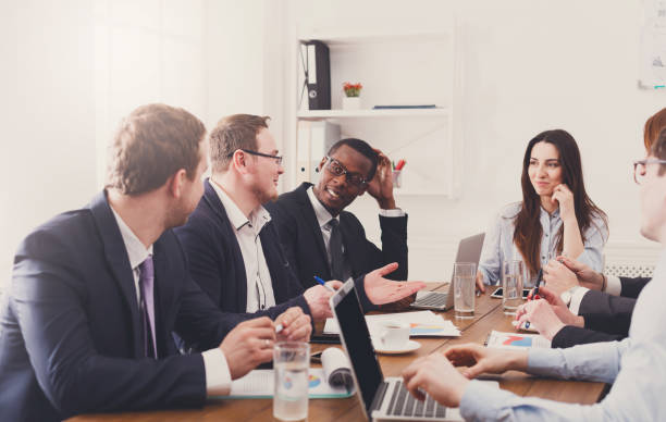 istock Business meeting. Young team in modern office 668683762