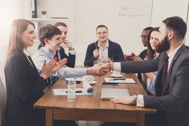 istock Business handshake at office meeting, contract conclusion 668683962