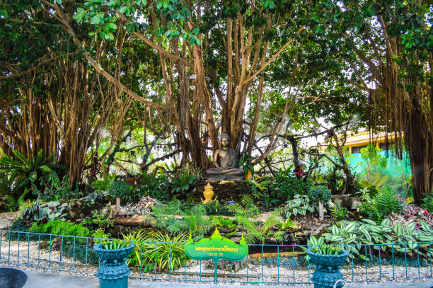 chiang rai, thailand - 4. april 2017: wat rong khun oder weiße tempel, konstruiert und gebaut von chalermchai kositpipat. - rong river khun wat thailand stock-fotos und bilder