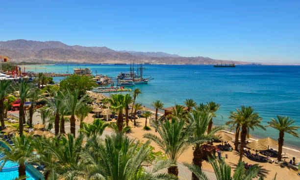 istock Sandy beach of Eilat, Israel 668689054