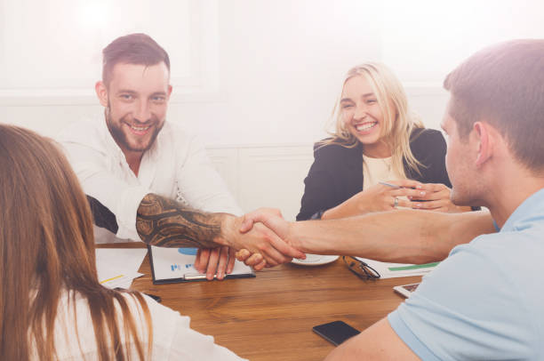 istock Business handshake at office meeting, contract conclusion and su 668691020