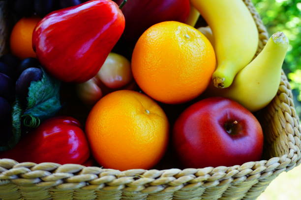 istock Fruit basket with various colorful fruits 668691426