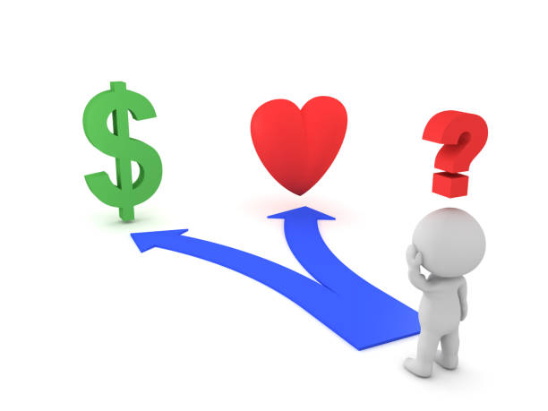 istock 3D Character shown two choices - Love or Career 668701840