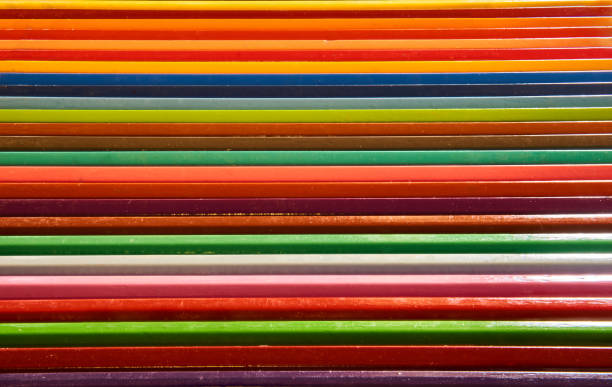 istock Used color pencils close up 668702102