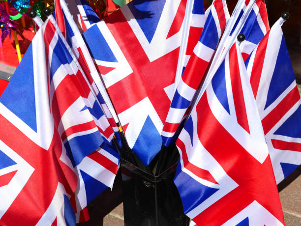 istock Bunch of Union Jacks 668707836