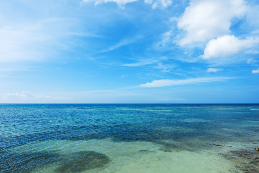 Tropical seascape and blue sky background