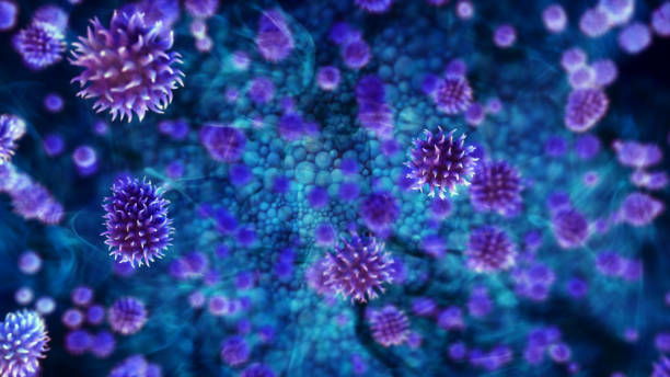 virus infection purple - spore imagens e fotografias de stock