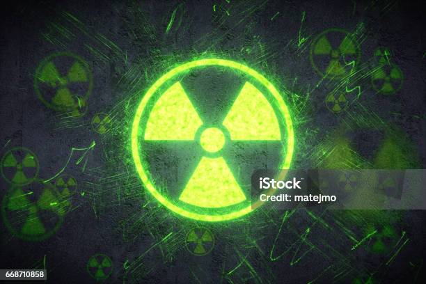 Radiation Warning Design Stock Photo - Download Image Now - Nuclear Weapon, Radioactive Contamination, Radioactive Warning Symbol
