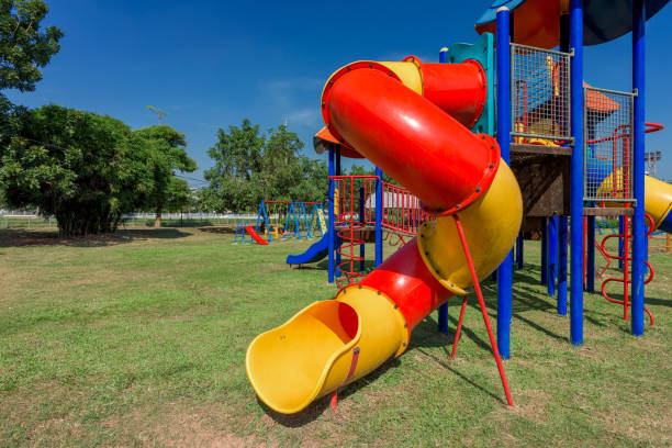istock Modern children playground in park 668715448