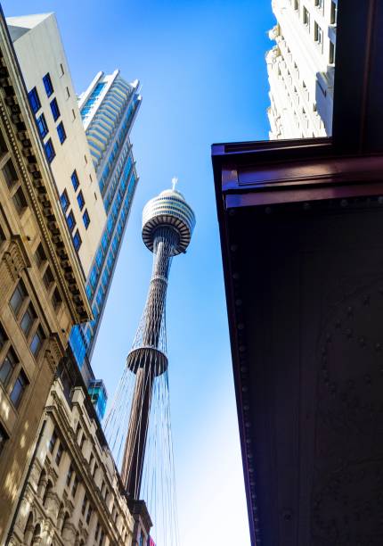 istock Skyscraper With Old Buildings From Low Angle At Downtown Sydney 668718262