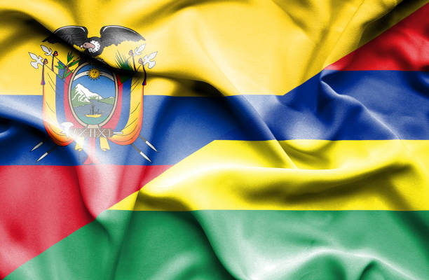 istock Waving flag of Mauritius and Ecuador 668722444