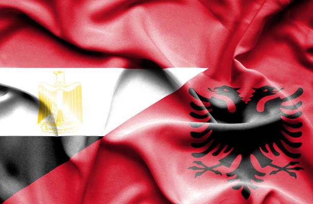 istock Waving flag of Albania and Egypt 668722680