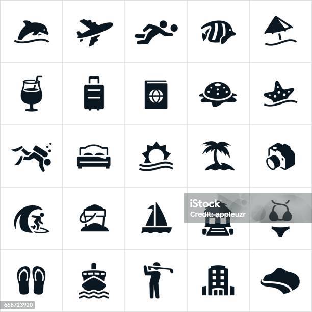 Beach Resort Icons Stock Illustration - Download Image Now - Icon Symbol, Vacations, Beach
