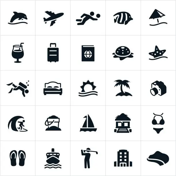 Vector illustration of Beach Resort Icons