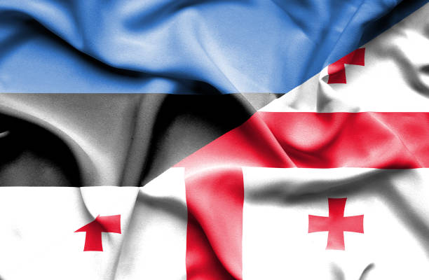 istock Waving flag of Georgia and Estonia 668724320