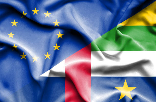 istock Waving flag of Central African Republic and EU 668729106