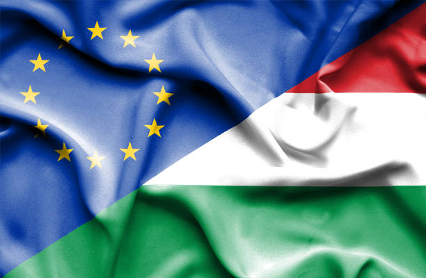 istock Waving flag of Hungary and EU 668729276