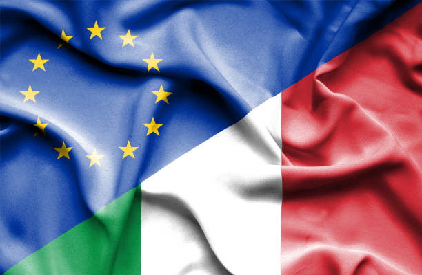 istock Waving flag of Italy and EU 668729296