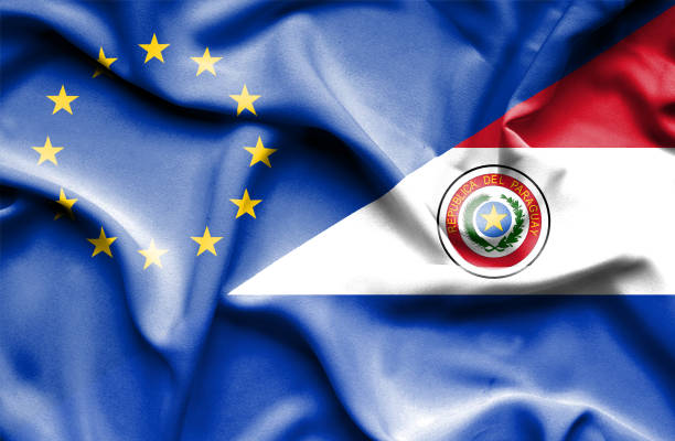 istock Waving flag of Paraguay and EU 668729478
