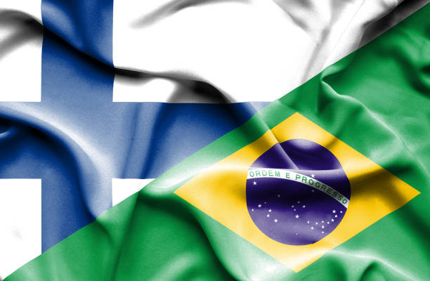 istock Waving flag of Brazil and Finland 668729772
