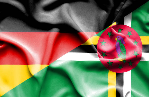 istock Waving flag of Dominica and Germany 668735436