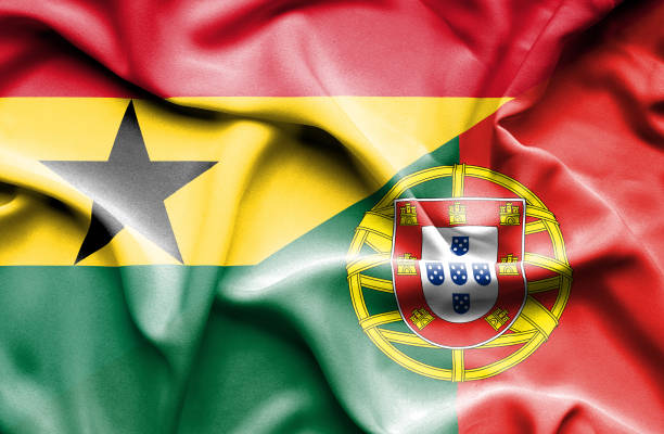 포르투갈과 가나의 흔들리는 깃발 - portugal ghana stock illustrations