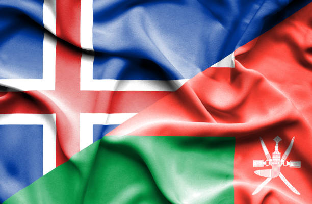 istock Waving flag of Oman and Iceland 668737508