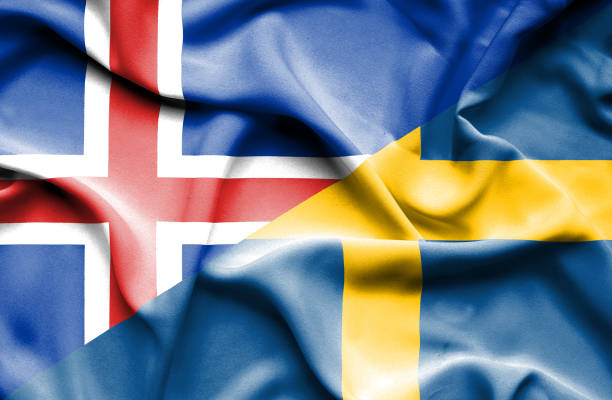 istock Waving flag of Sweden and Iceland 668739572