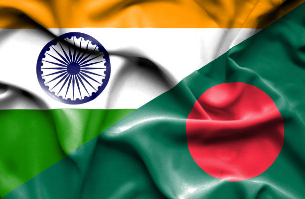 istock Waving flag of Bangladesh and  India 668739704