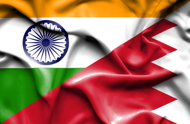 istock Waving flag of Bahrain and India 668739726