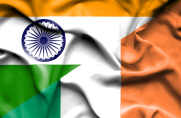 istock Waving flag of Ireland and India 668739884