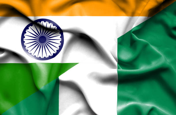 istock Waving flag of Nigeria and India 668740004