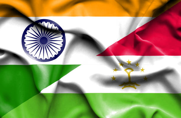 istock Waving flag of Tajikistan and India 668740124