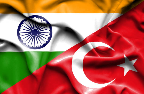 istock Waving flag of Turkey and India 668740206