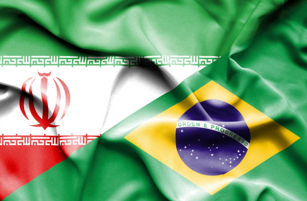 istock Waving flag of Brazil and Iran 668740844