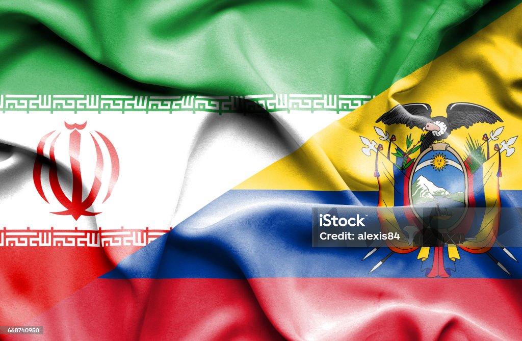 Drapeau agitant de l’Équateur et de l’Iran - Illustration de Accord - Concepts libre de droits
