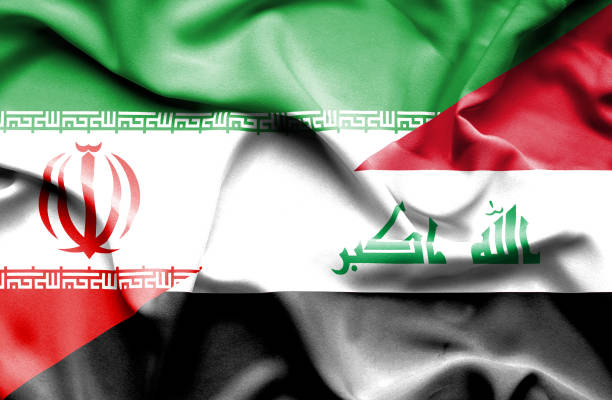 Waving flag of Iraq and Iran Waving flag of Iraq and Iran iraqi flag stock illustrations