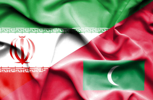 istock Waving flag of Maldives and Iran 668741120