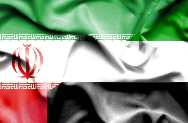 istock Waving flag of United Arab Emirates and Iran 668741314