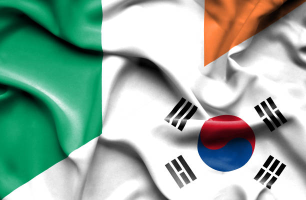 istock Waving flag of South Korea and Ireland 668744418