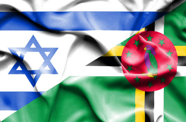 istock Waving flag of Dominica and Israel 668744710