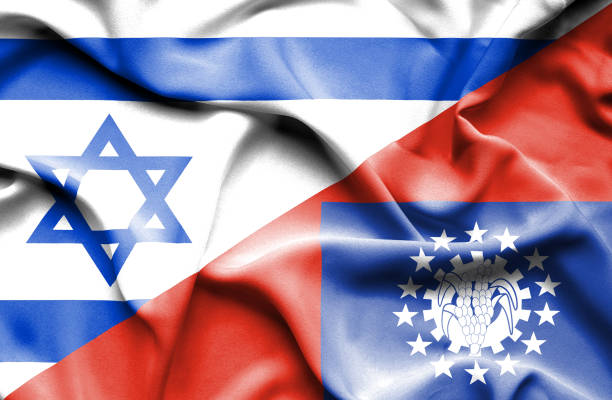 istock Waving flag of Myanmar and Israel 668744952