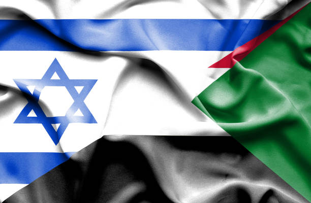 istock Waving flag of Sudan and Israel 668745080
