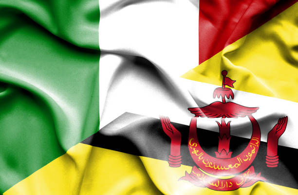 istock Waving flag of Brunei and Italy 668745246
