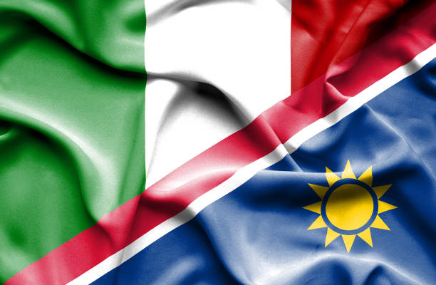 istock Waving flag of Namibia and Italy 668745584