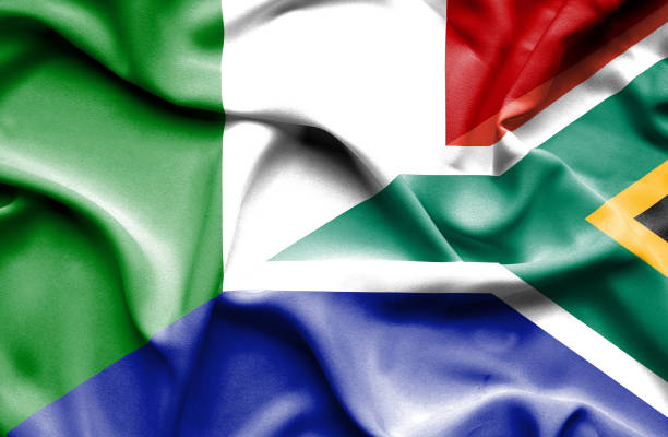 istock Waving flag of South Africa and Italy 668745778