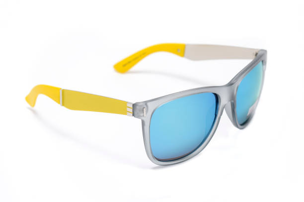 istock Sunglasses with wide frame and blue glass isolated on white 668750906