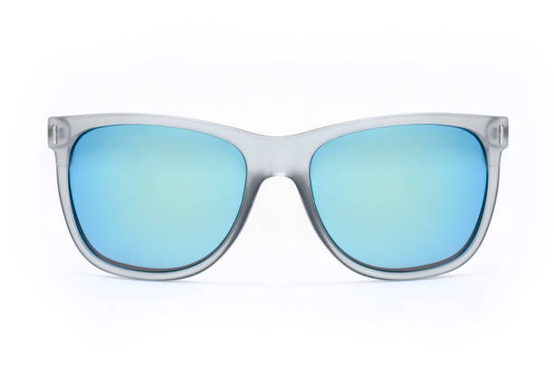 istock Sunglasses with wide frame and blue glass isolated on white 668750912