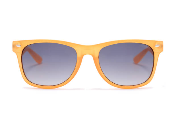 istock Sunglasses with transparent orange frame isolated on white 668751216