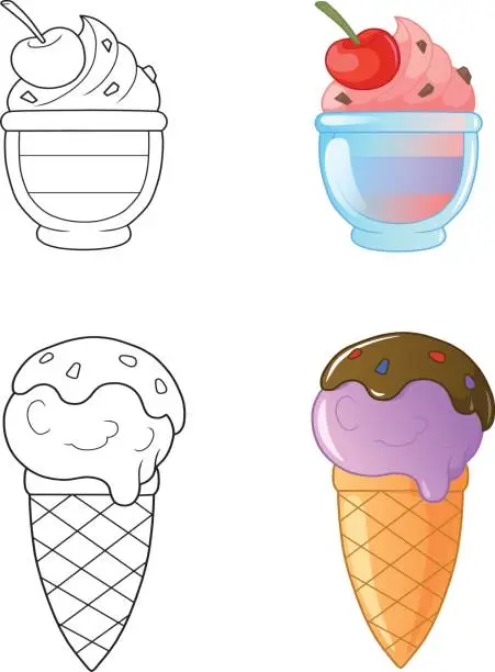 Vector illustration of ice cream set